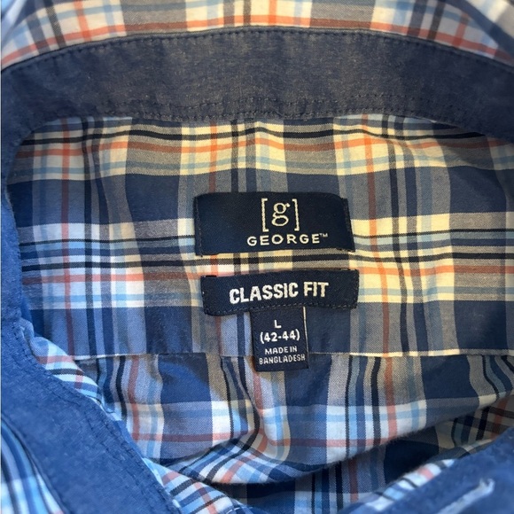 Men's Large George Classic fit Blue and red Plaid Shirt - Picture 6 of 7